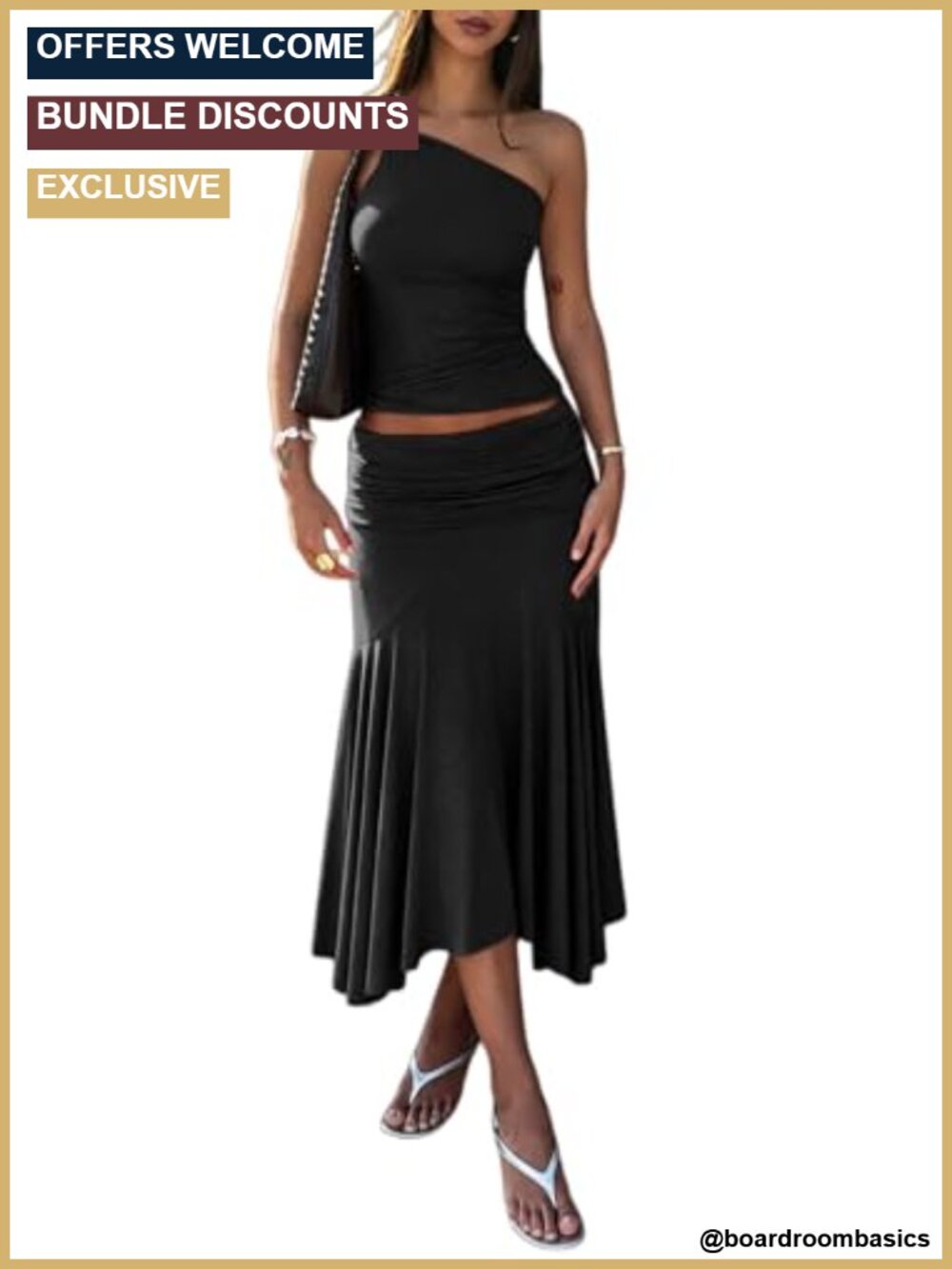 Women's Two Piece Midi Skirt Set Dressy Summer Going Out Outfits One Shoulder